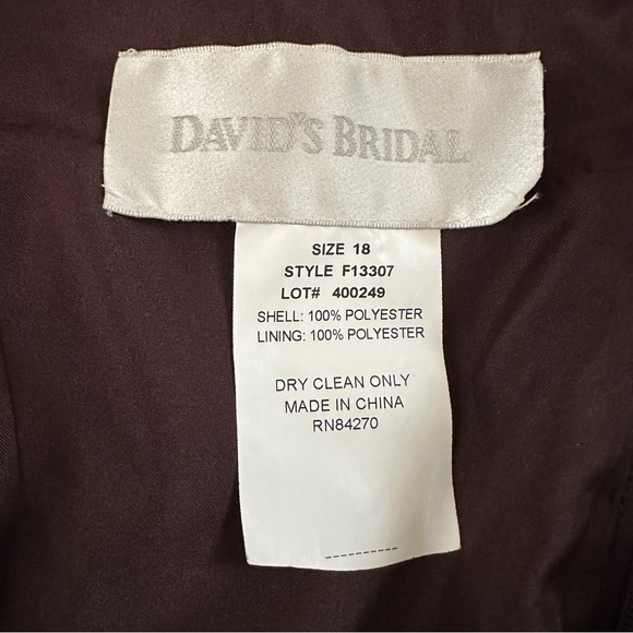 David’s Bridal empire waist bridesmaid dress size 18 brown chiffon sleeveless - Picture 10 of 10